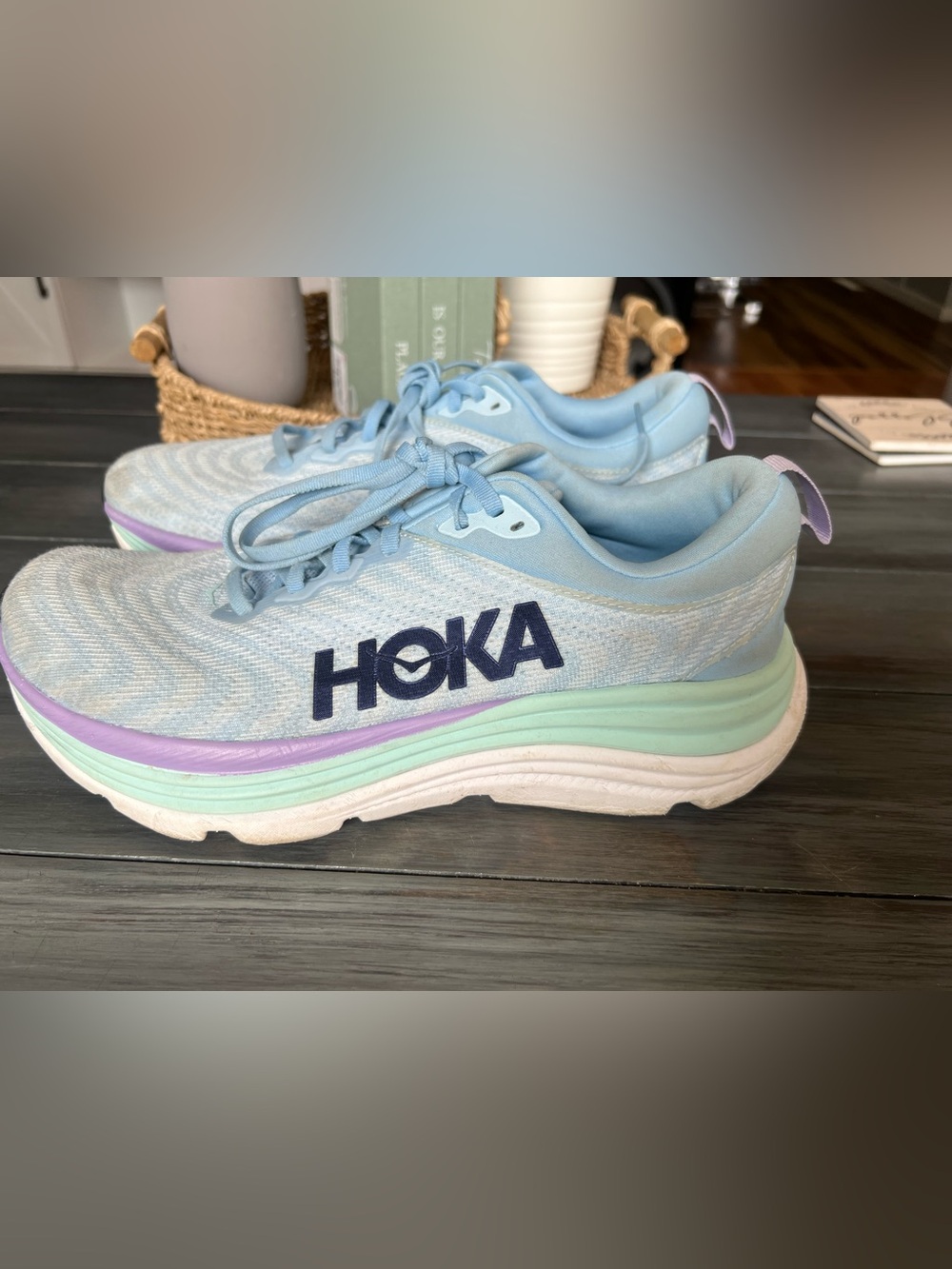 Hoka One One Women's Light Blue Pastel Platform Running Shoes